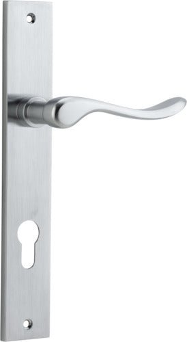 Stirling Lever - Rectangular Backplate - Entry Point - Iver - Brushed Chrome - Door Levers