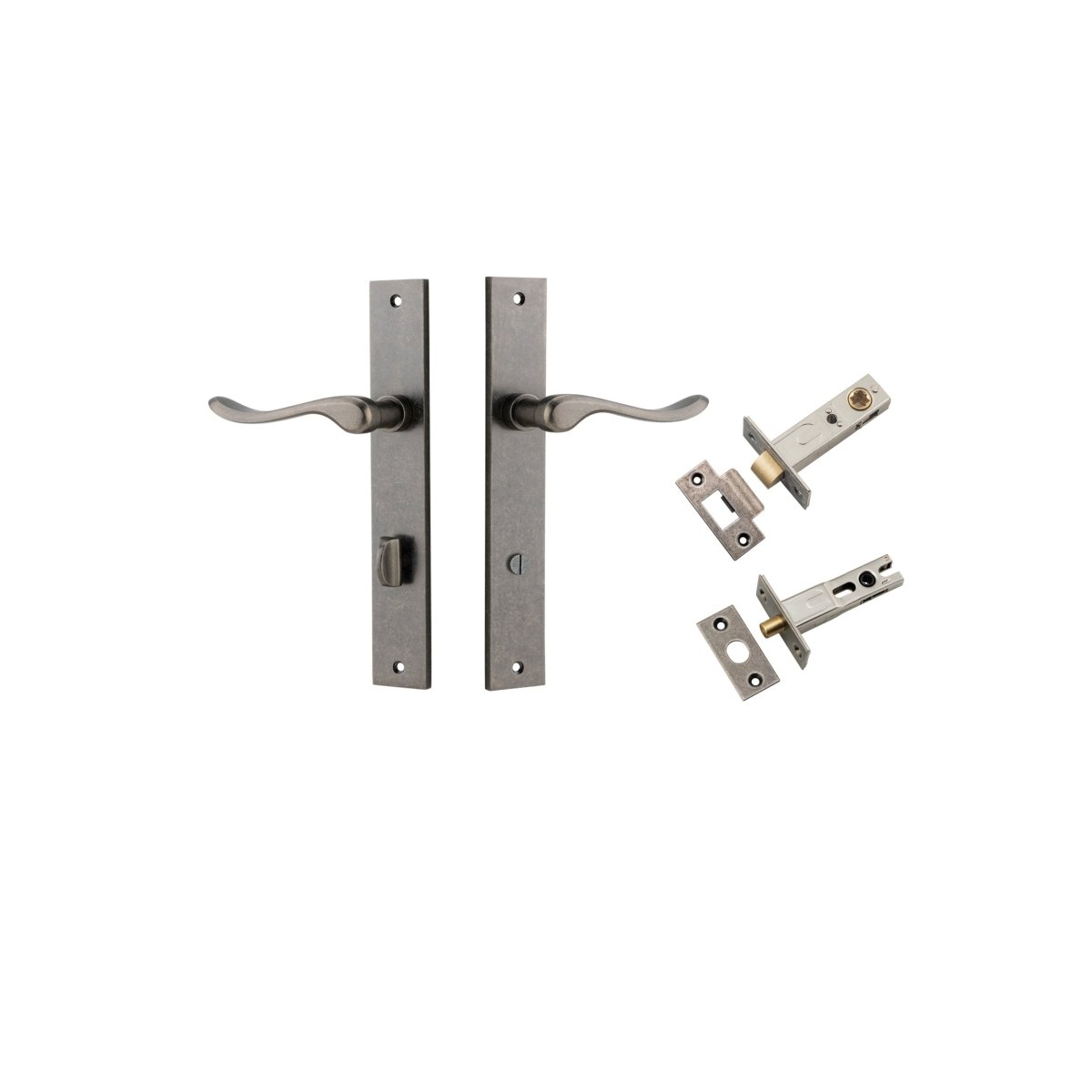 Stirling Lever - Rectangular Backplate - Entry Point - Iver - Distressed Nickel - Door Levers