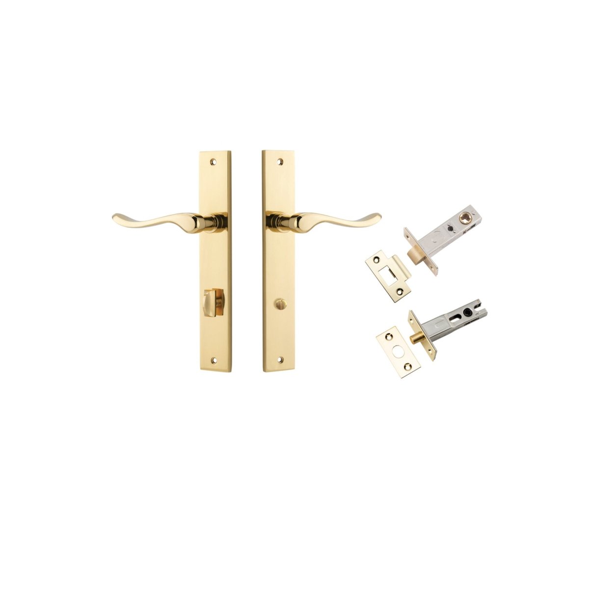 Stirling Lever - Rectangular Backplate - Entry Point - Iver - Polished Brass - Door Levers