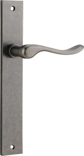 Stirling Lever - Rectangular Backplate - Entry Point - Iver - Distressed Nickel - Door Levers