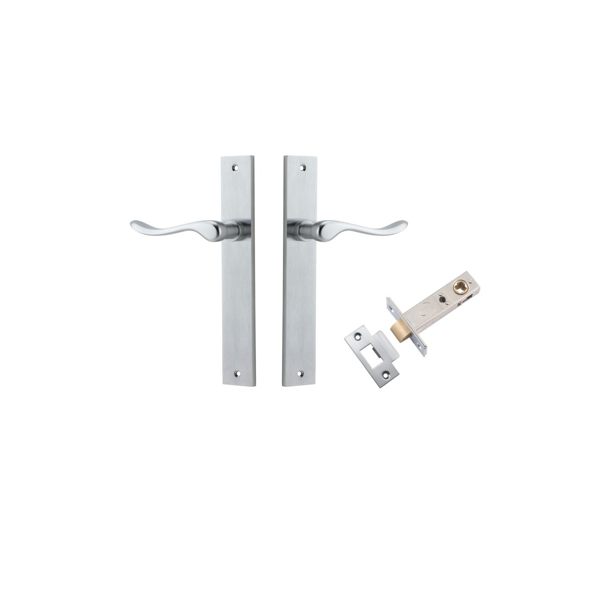 Stirling Lever - Rectangular Backplate - Entry Point - Iver - Brushed Chrome - Door Levers