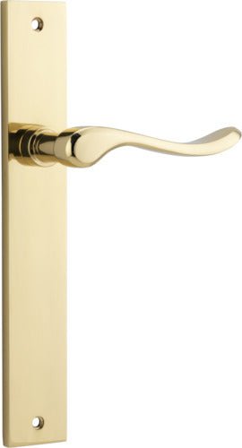 Stirling Lever - Rectangular Backplate - Entry Point - Iver - Polished Brass - Door Levers