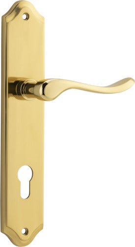 Stirling Lever - Shouldered Backplate - Entry Point - Iver - Polished Brass - Door Levers