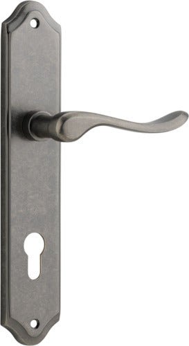 Stirling Lever - Shouldered Backplate - Entry Point - Iver - Distressed Nickel - Door Levers