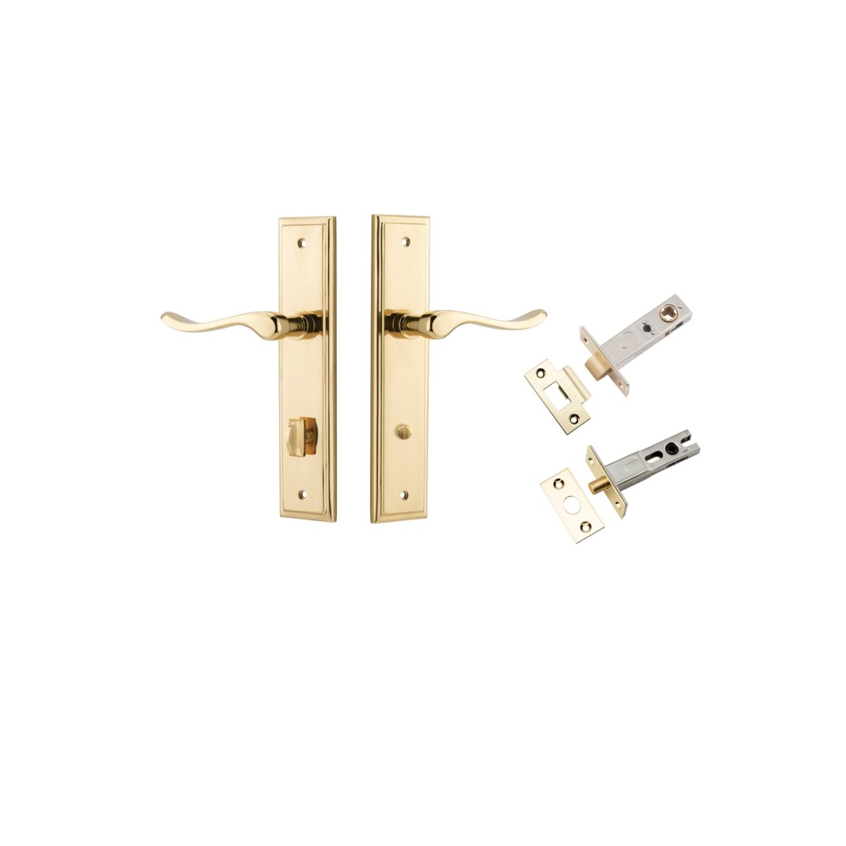 Stirling Lever - Stepped Backplate - Entry Point - Iver - Polished Brass - Door Levers