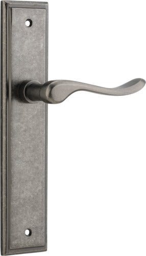 Stirling Lever - Stepped Backplate - Entry Point - Iver - Distressed Nickel - Door Levers