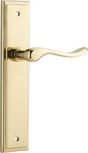 Stirling Lever - Stepped Backplate - Entry Point - Iver - Polished Brass - Door Levers