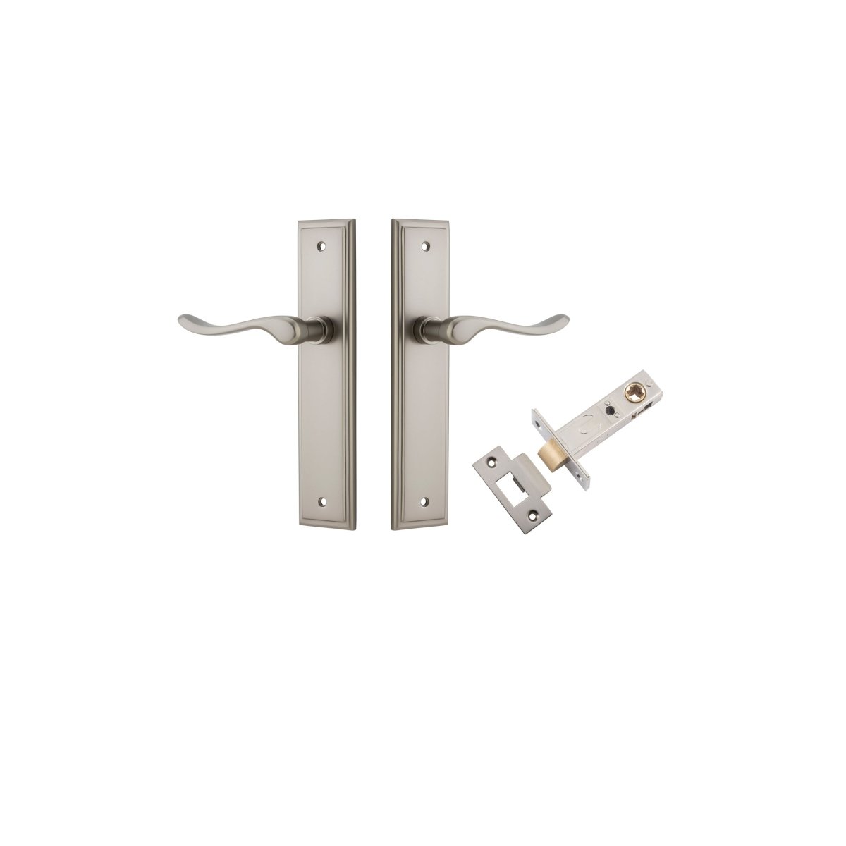 Stirling Lever - Stepped Backplate - Entry Point - Iver - Satin Nickel - Door Levers