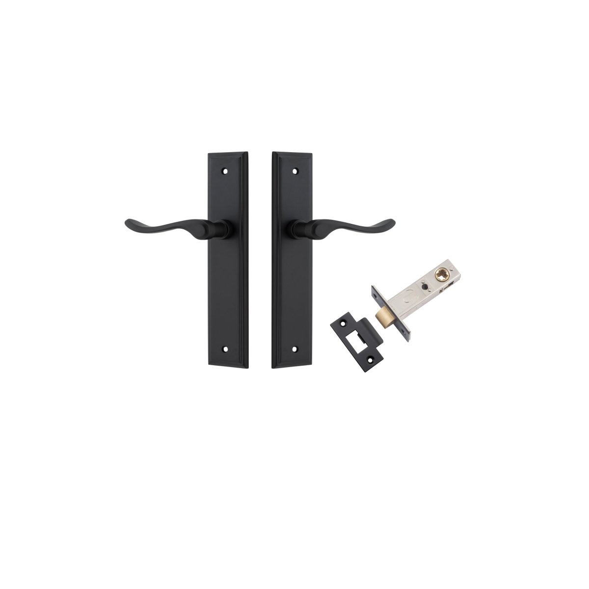 Stirling Lever - Stepped Backplate - Entry Point - Iver - Matt Black - Door Levers