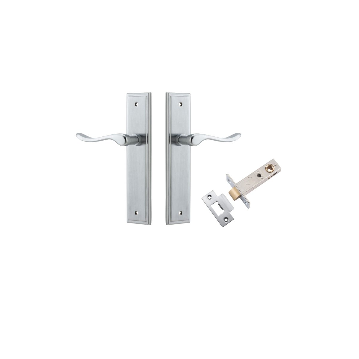 Stirling Lever - Stepped Backplate - Entry Point - Iver - Brushed Chrome - Door Levers