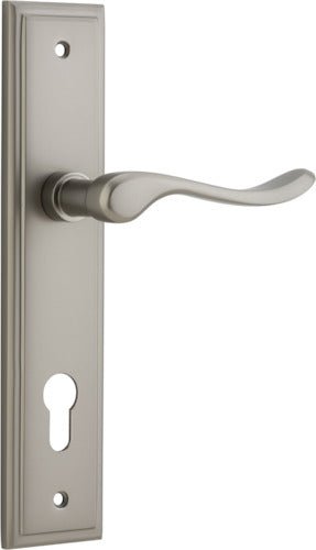 Stirling Lever - Stepped Backplate - Entry Point - Iver - Satin Nickel - Door Levers