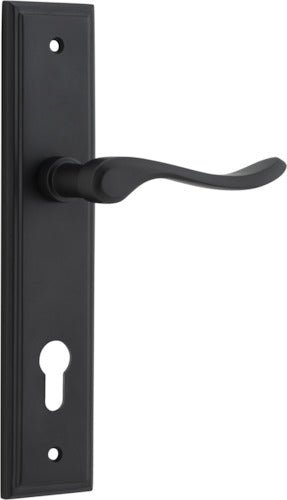 Stirling Lever - Stepped Backplate - Entry Point - Iver - Matt Black - Door Levers