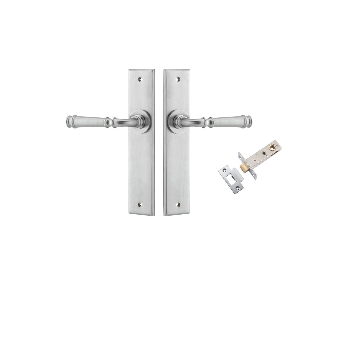 Verona Lever - Chamfered Backplate - Entry Point - Iver - Brushed Chrome - Door Levers