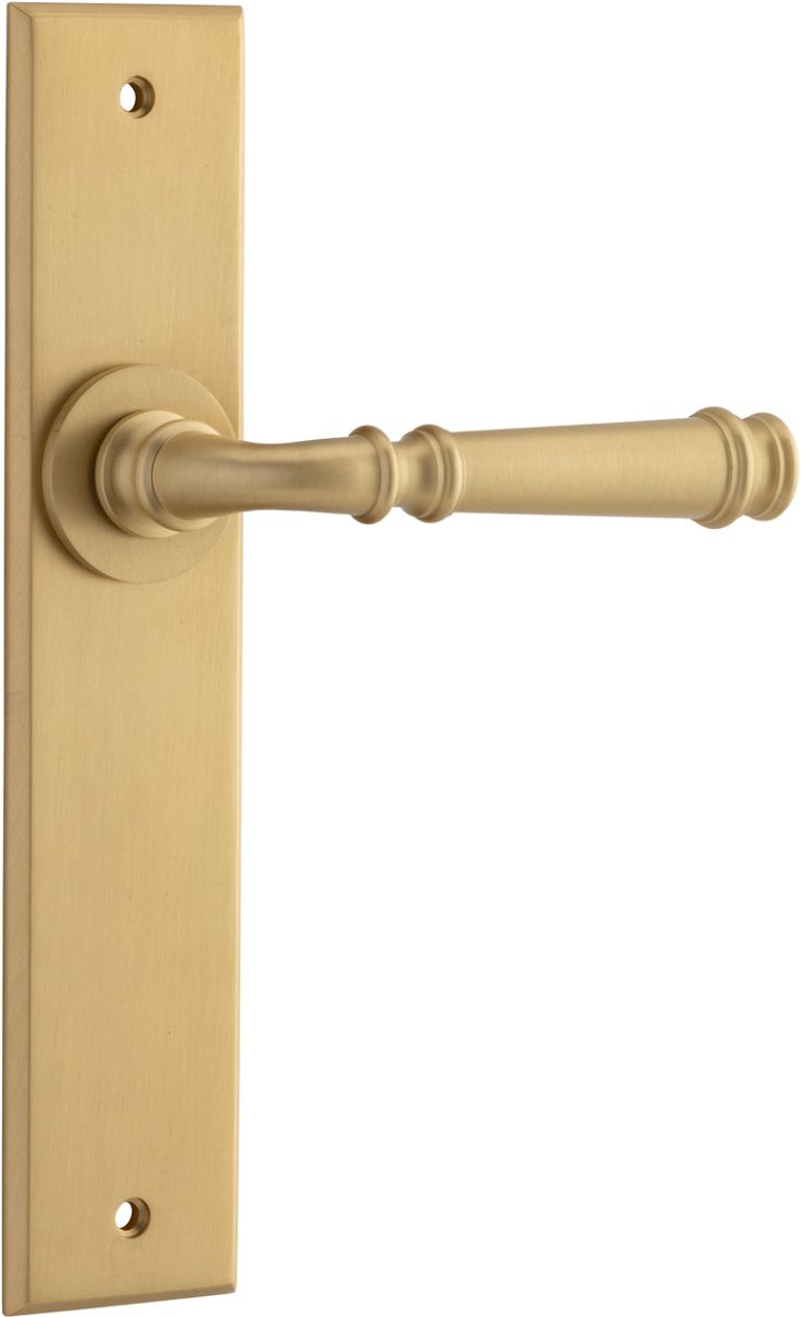 Verona Lever - Chamfered Backplate - Entry Point - Iver - Brushed Brass - Door Levers