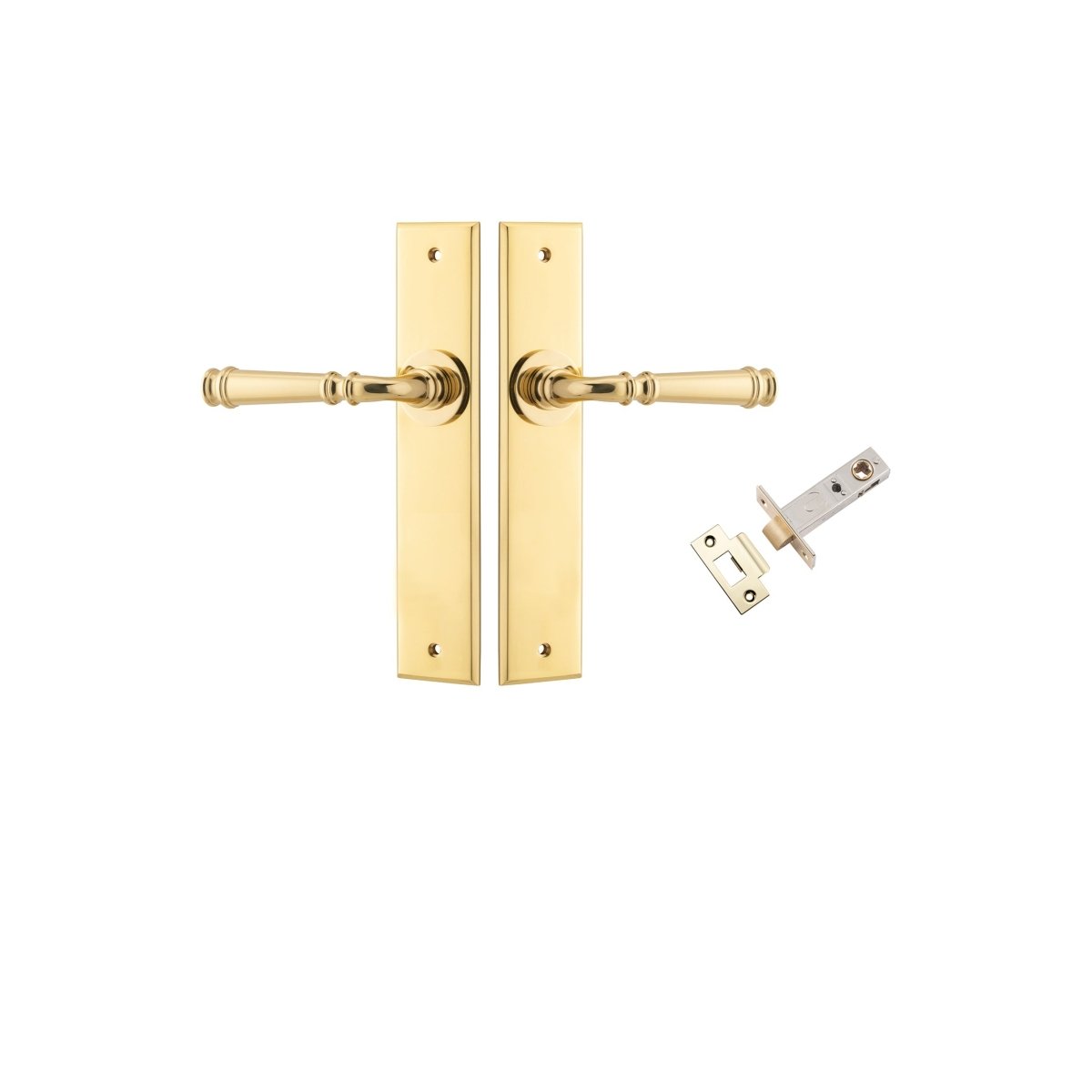 Verona Lever - Chamfered Backplate - Entry Point - Iver - Polished Brass - Door Levers