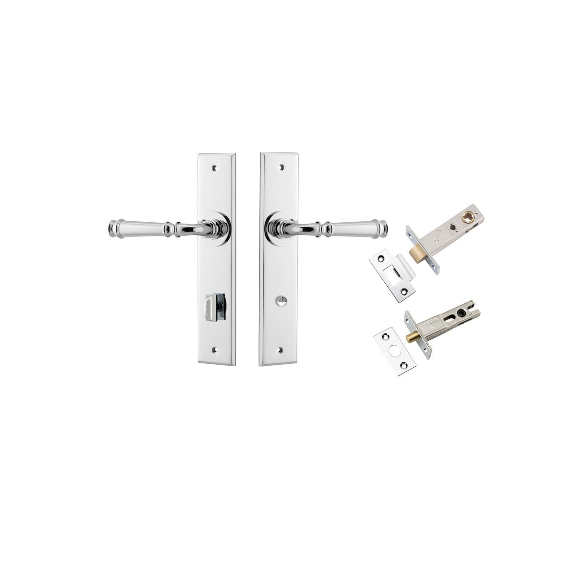 Verona Lever - Chamfered Backplate - Entry Point - Iver - Polished Chrome - Door Levers