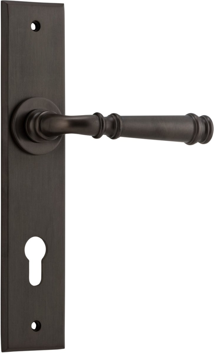 Verona Lever - Chamfered Backplate - Entry Point - Iver - Signature Brass - Door Levers