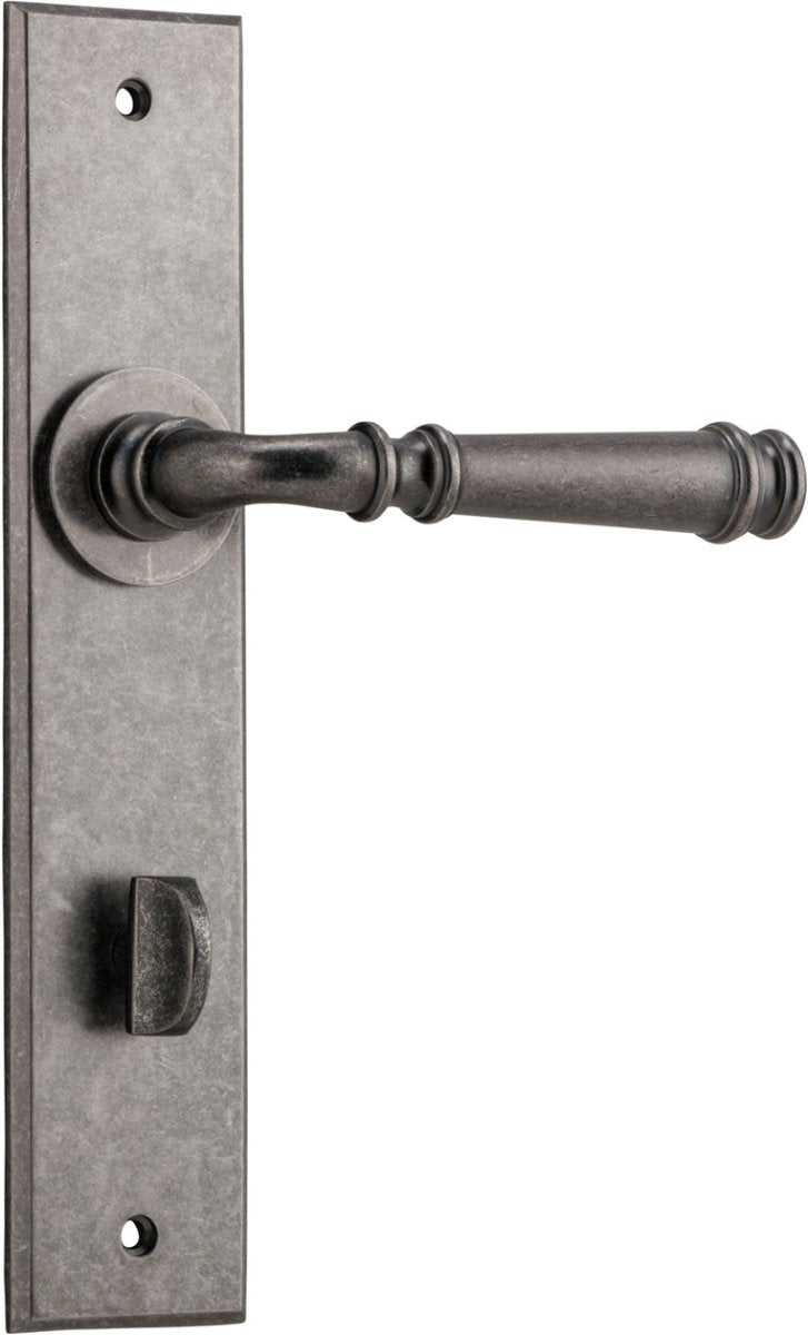 Verona Lever - Chamfered Backplate - Entry Point - Iver - Distressed Nickel - Door Levers