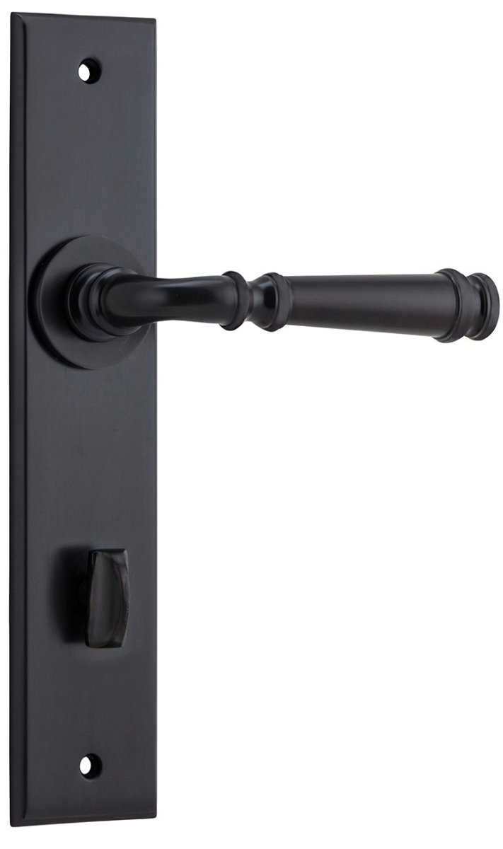 Verona Lever - Chamfered Backplate - Entry Point - Iver - Matt Black - Door Levers