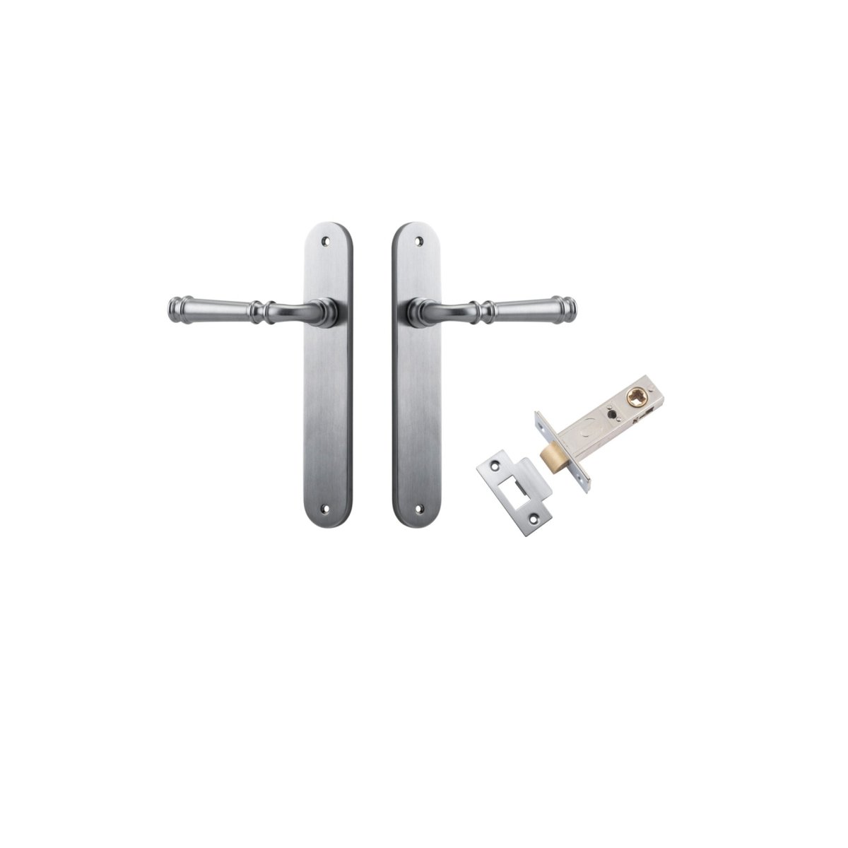 Verona Lever - Oval Backplate - Entry Point - Iver - Brushed Chrome - Door Levers