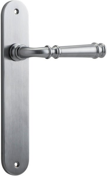 Verona Lever - Oval Backplate - Entry Point - Iver - Brushed Chrome - Door Levers