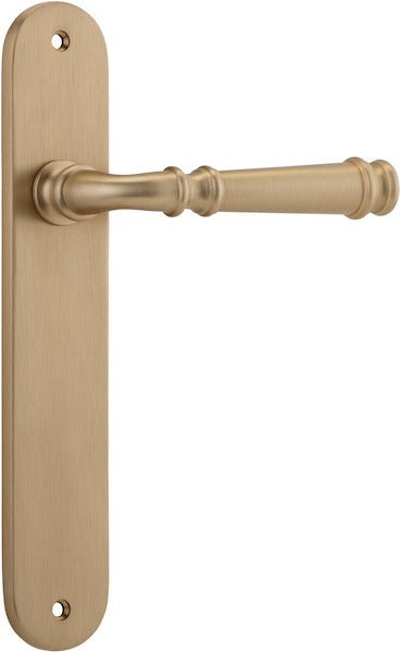 Verona Lever - Oval Backplate - Entry Point - Iver - Brushed Brass - Door Levers