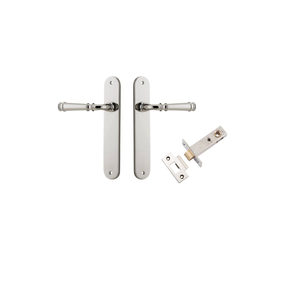 Verona Lever - Oval Backplate - Entry Point - Iver - Polished Nickel - Door Levers