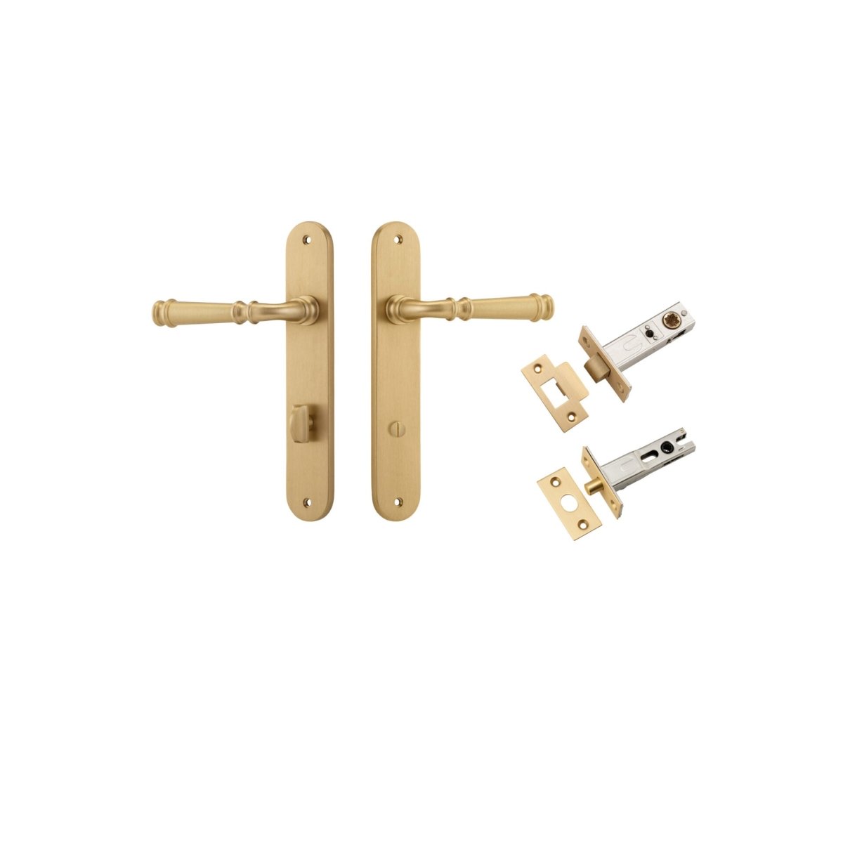 Verona Lever - Oval Backplate - Entry Point - Iver - Brushed Brass - Door Levers