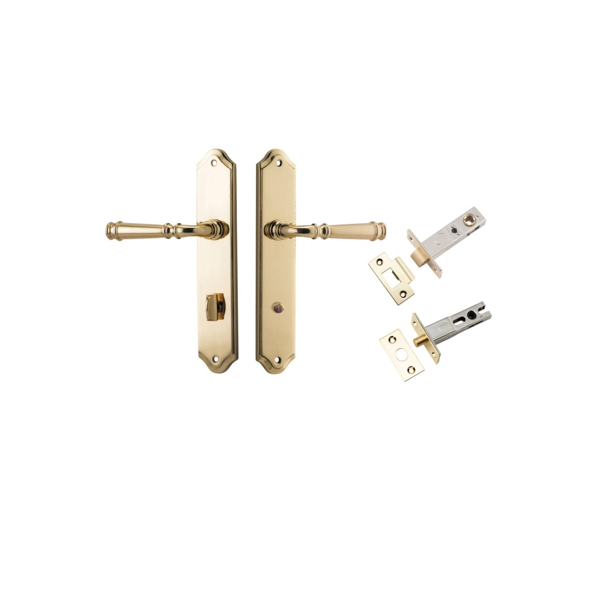 Verona Lever - Shouldered Backplate - Entry Point - Iver - Polished Brass - Door Levers