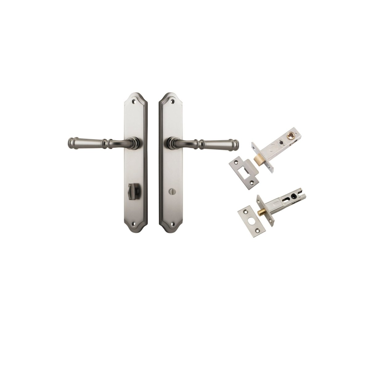 Verona Lever - Shouldered Backplate - Entry Point - Iver - Satin Nickel - Door Levers