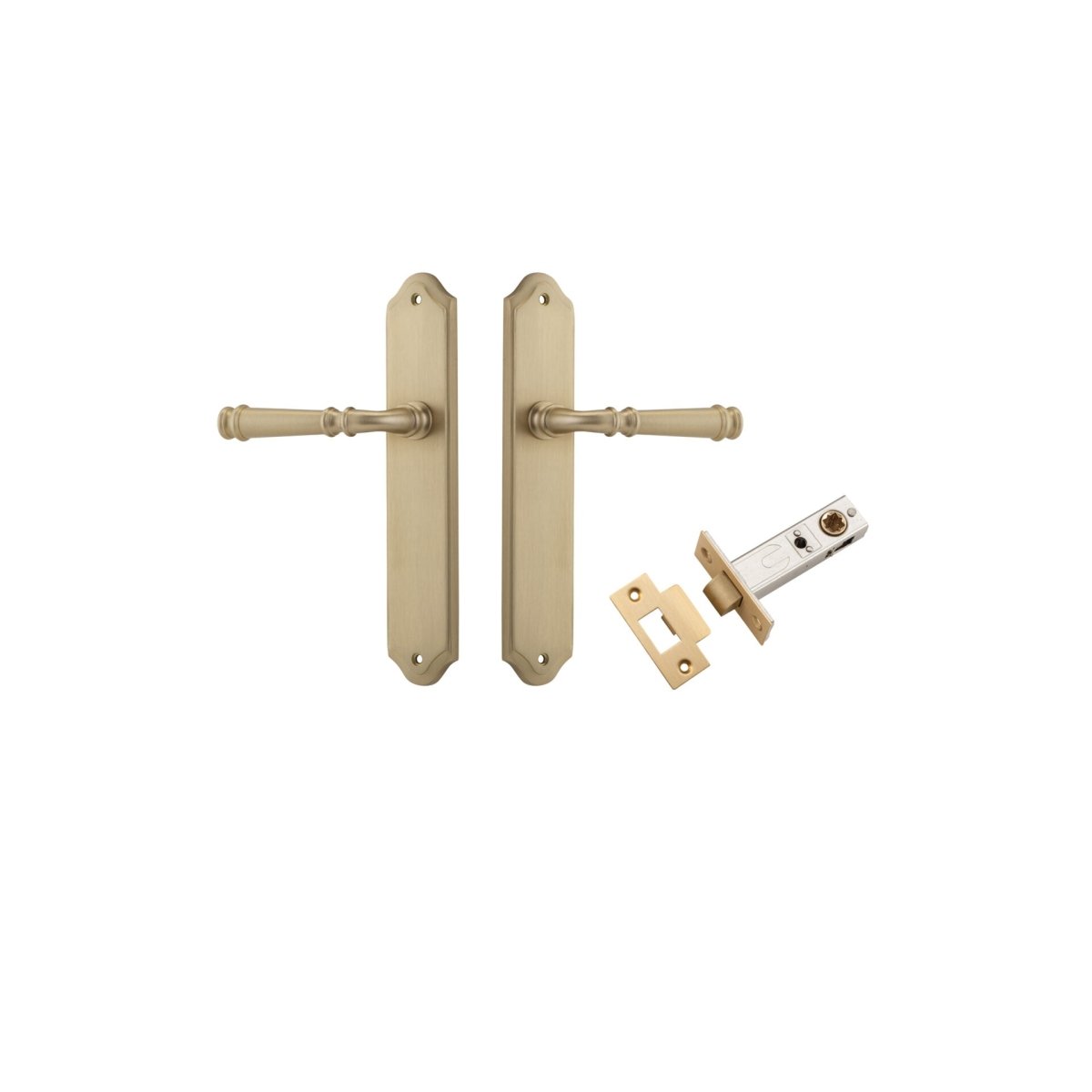 Verona Lever - Shouldered Backplate - Entry Point - Iver - Brushed Brass - Door Levers