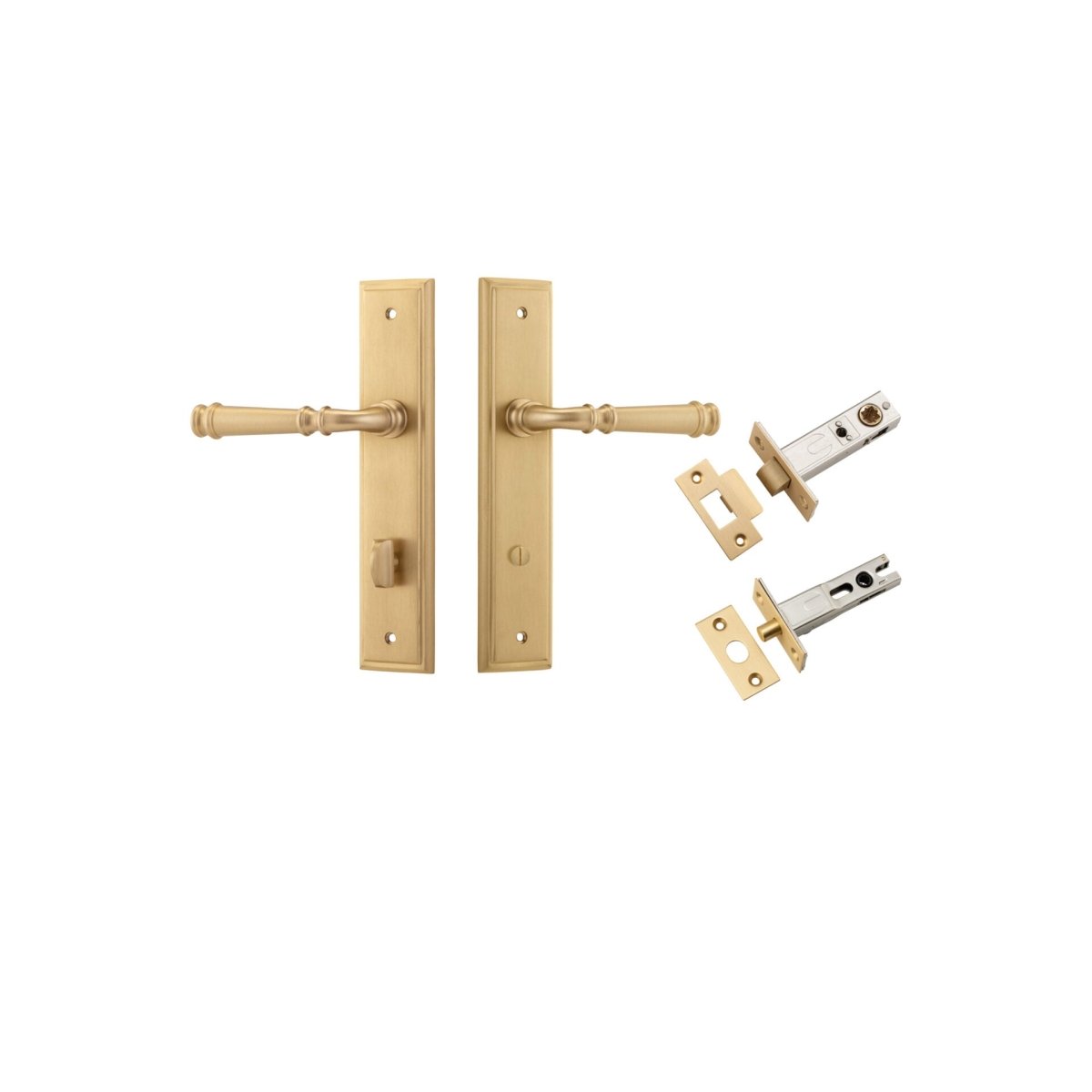 Verona Lever - Stepped Backplate - Entry Point - Iver - Brushed Brass - Door Levers