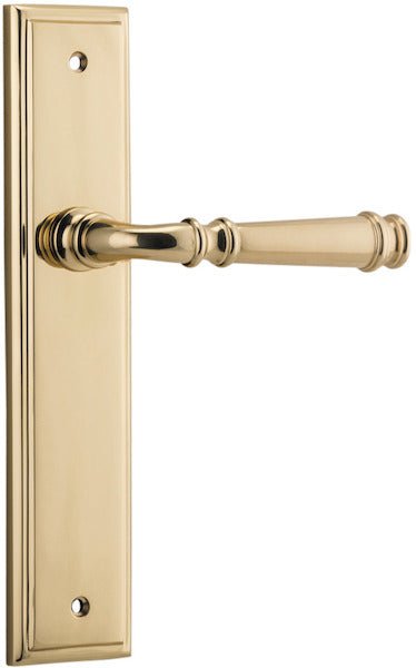 Verona Lever - Stepped Backplate - Entry Point - Iver - Polished Brass - Door Levers