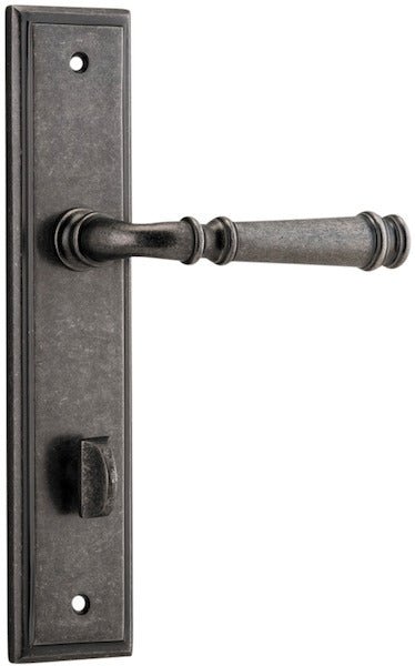 Verona Lever - Stepped Backplate - Entry Point - Iver - Distressed Nickel - Door Levers