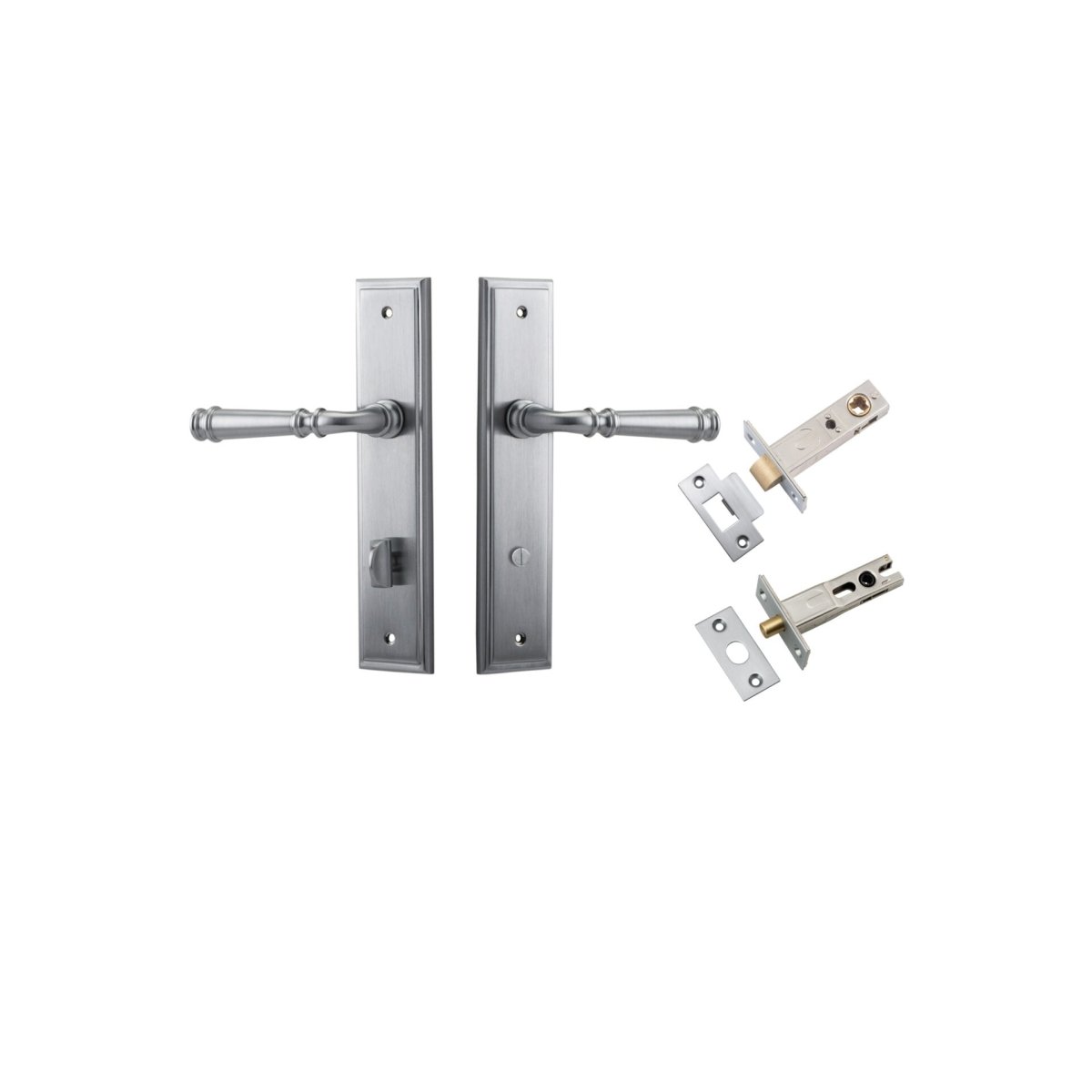 Verona Lever - Stepped Backplate - Entry Point - Iver - Brushed Chrome - Door Levers