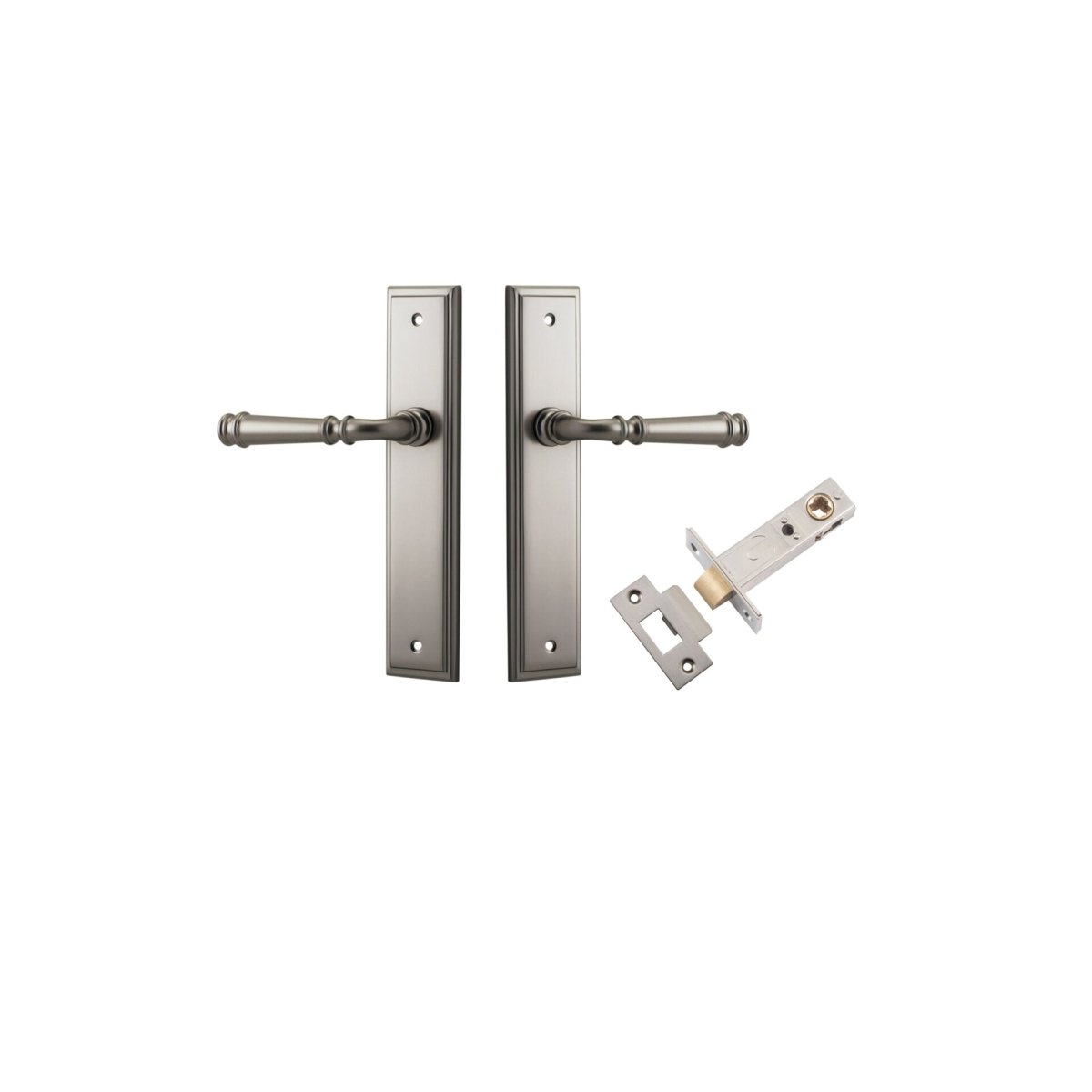 Verona Lever - Stepped Backplate - Entry Point - Iver - Satin Nickel - Door Levers