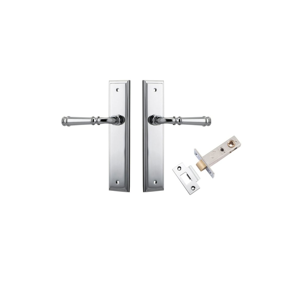 Verona Lever - Stepped Backplate - Entry Point - Iver - Polished Chrome - Door Levers