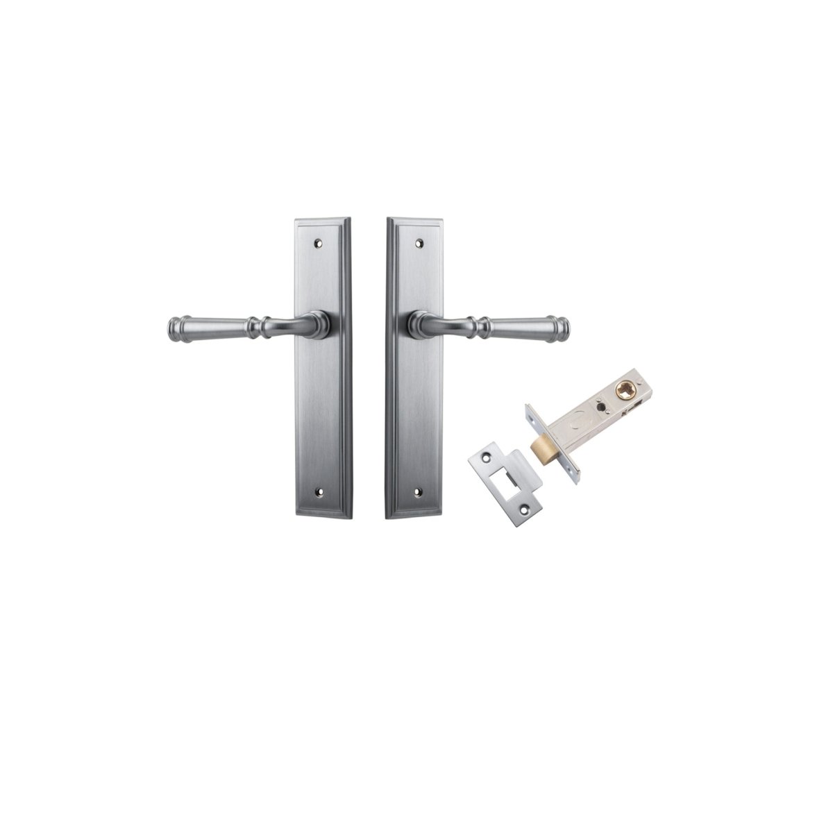 Verona Lever - Stepped Backplate - Entry Point - Iver - Brushed Chrome - Door Levers