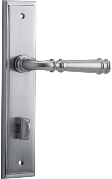 Verona Lever - Stepped Backplate - Entry Point - Iver - Brushed Chrome - Door Levers