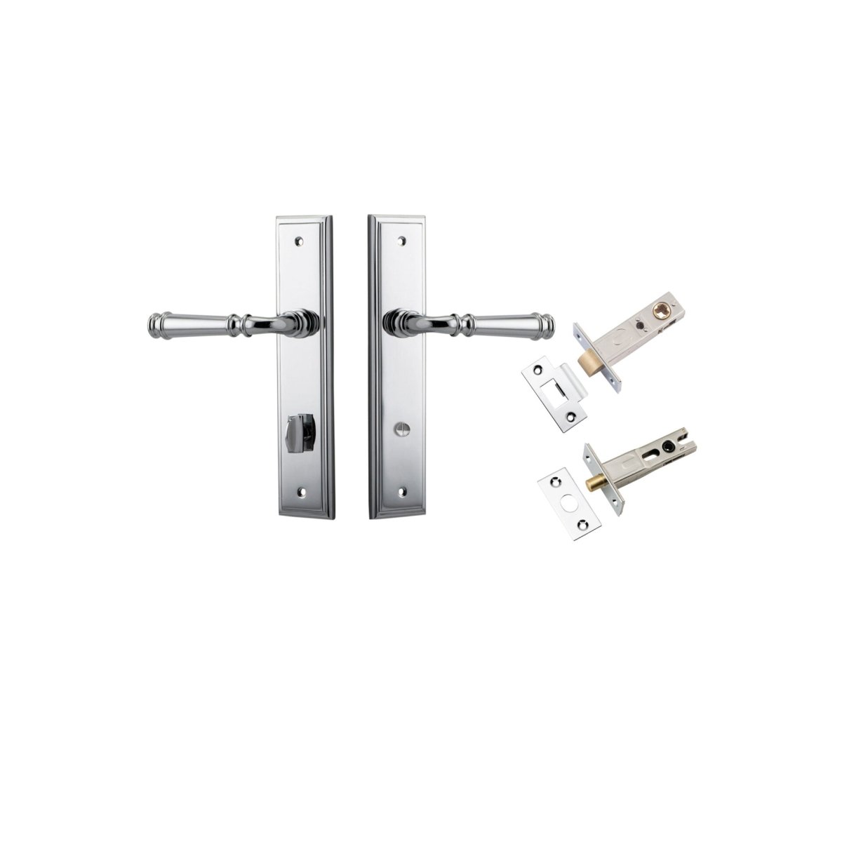 Verona Lever - Stepped Backplate - Entry Point - Iver - Polished Chrome - Door Levers