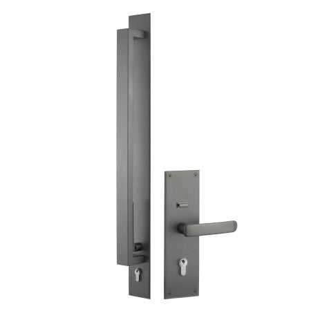 Trilock Omni Allure Double Cylinder Pull Handle Entrance Set - Satin Graphite